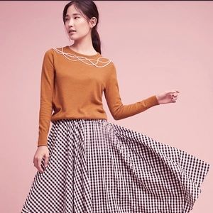 Anthropologie Pearled Collar Pullover new